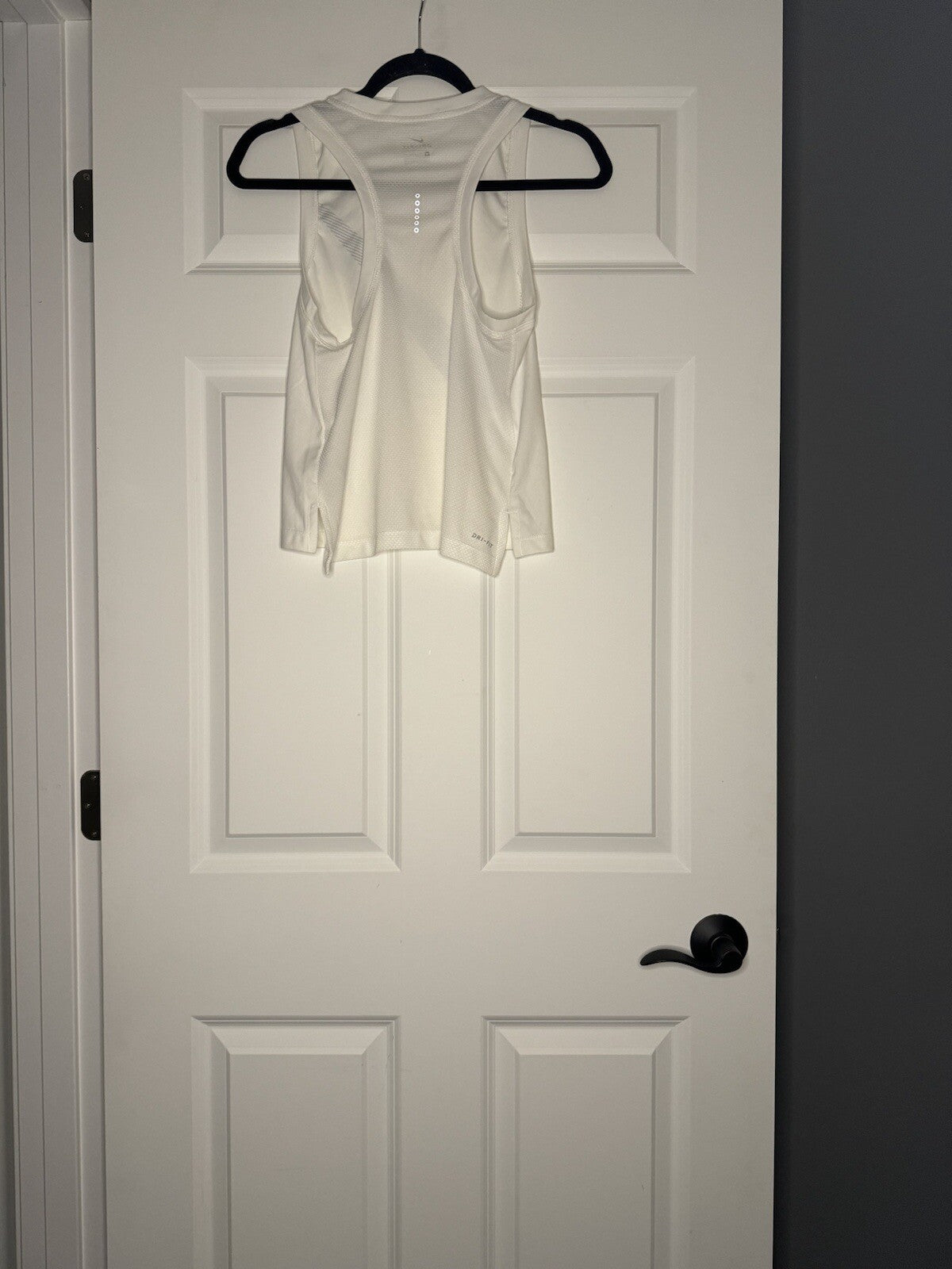 Nike Running Dri Fit Tank Top Xs White W Silver Logo 