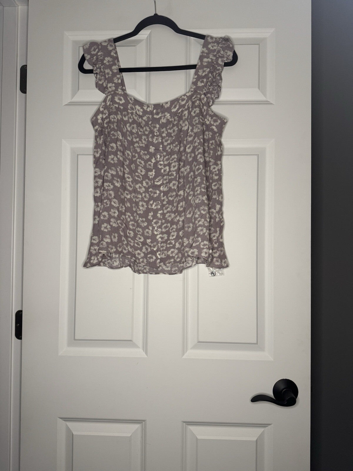 Hem And Thread Sleeveless Blouse Large Lavender White Floral Print Nwt 44.00