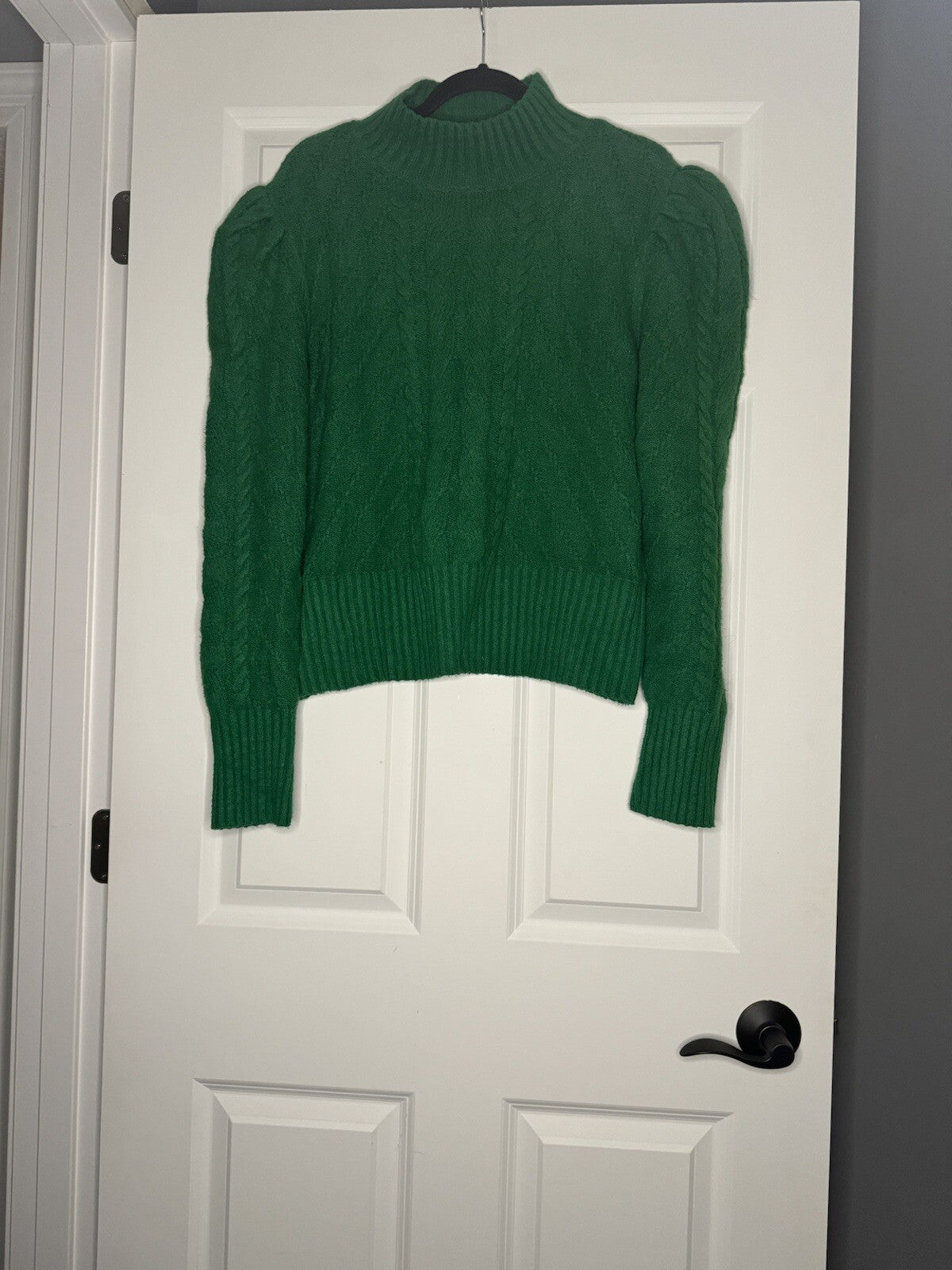 Loft Xl Knit Sweater Xl Poof Shoulders Green 