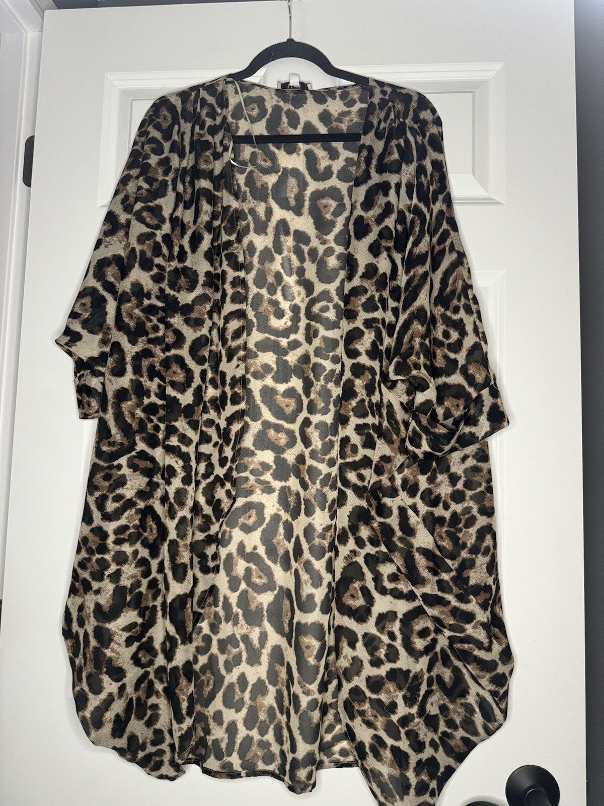L Love One Size Kimono Black  Brown Taupe Animal Print Nwt 