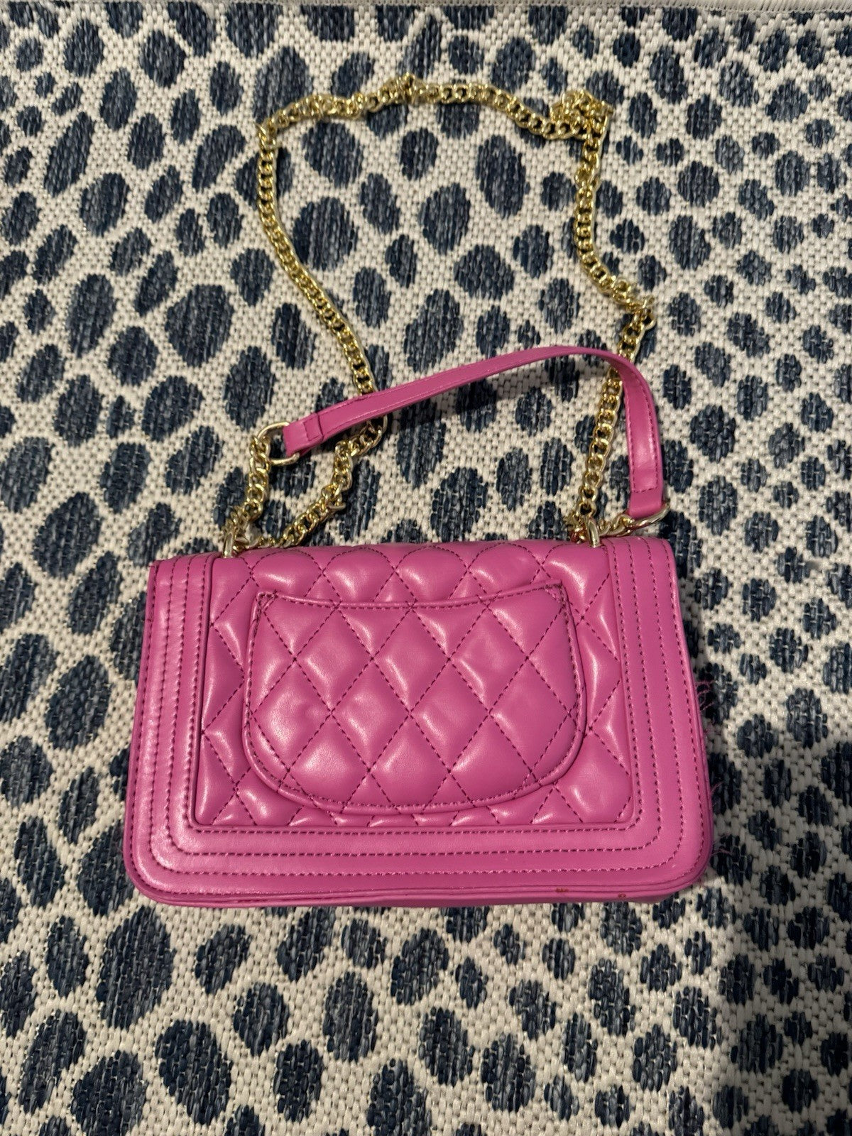 Lola Mae Pink Quilted Crossbody Purse With Gold Chain 