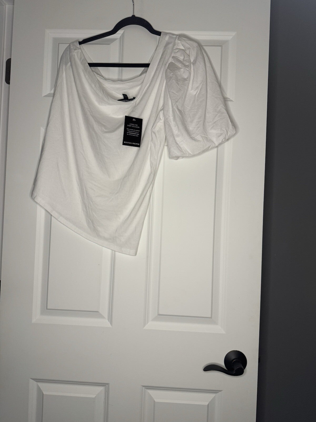 Boston Proper One Shoulder Short Sleeve Blouse White Xl Nwt 