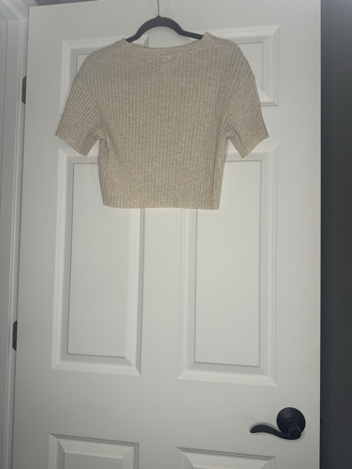 Hm Short Sleeve Ribbed Beige Shirt Small