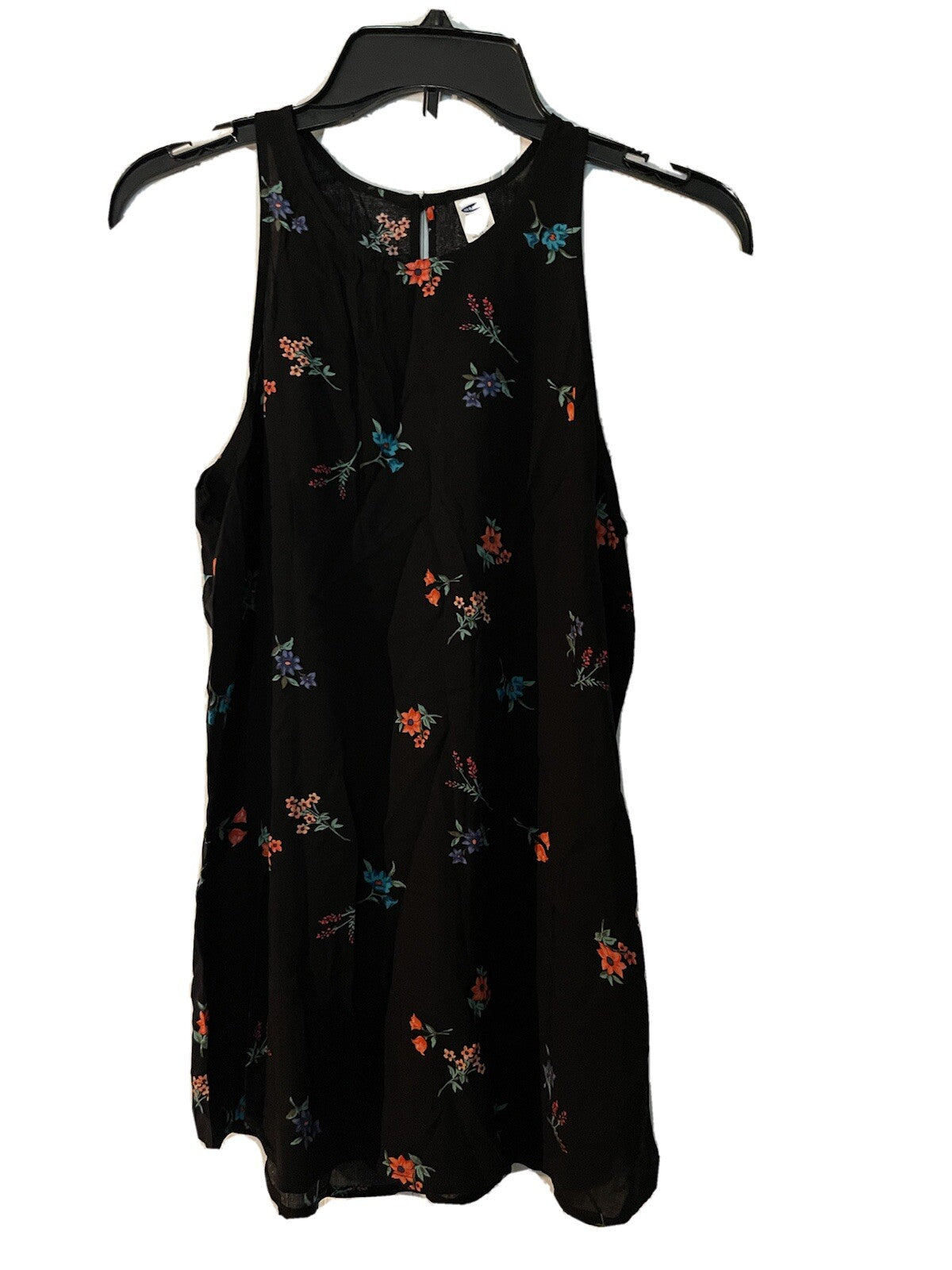 Old Navy small tall sleeveless blouse black with multicolor floral nwt