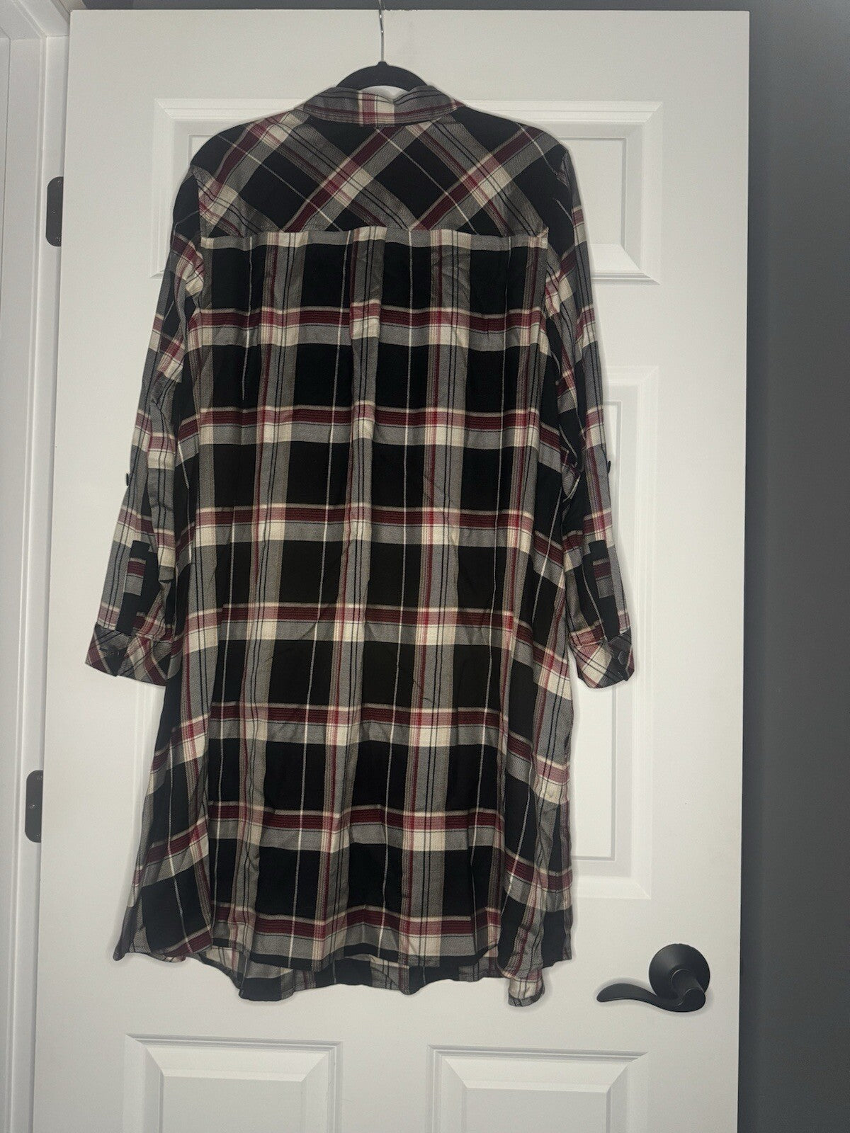 J Jill Dress Long Sleeve Xl Black Cream Red Plaid Nwt Msrp 109