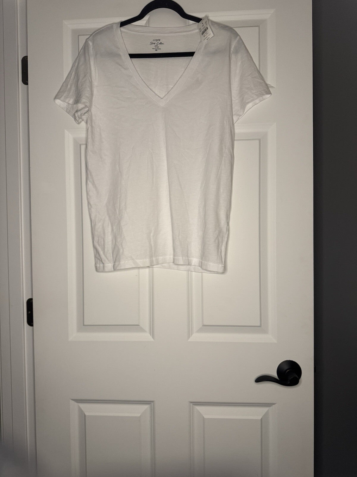 J Crew Slub Cotton Tee V Neck Xl White Nwt 