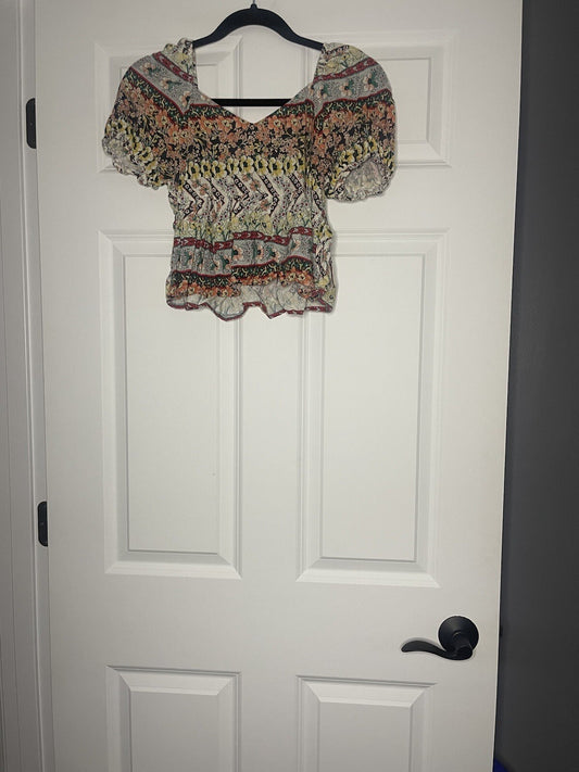 O’neil cropped short sleeve blouse xs multicolor floral