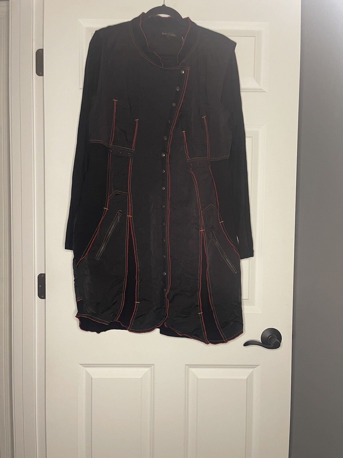 Jane And John Jacket Large Black W Red And Mustard Stitching 