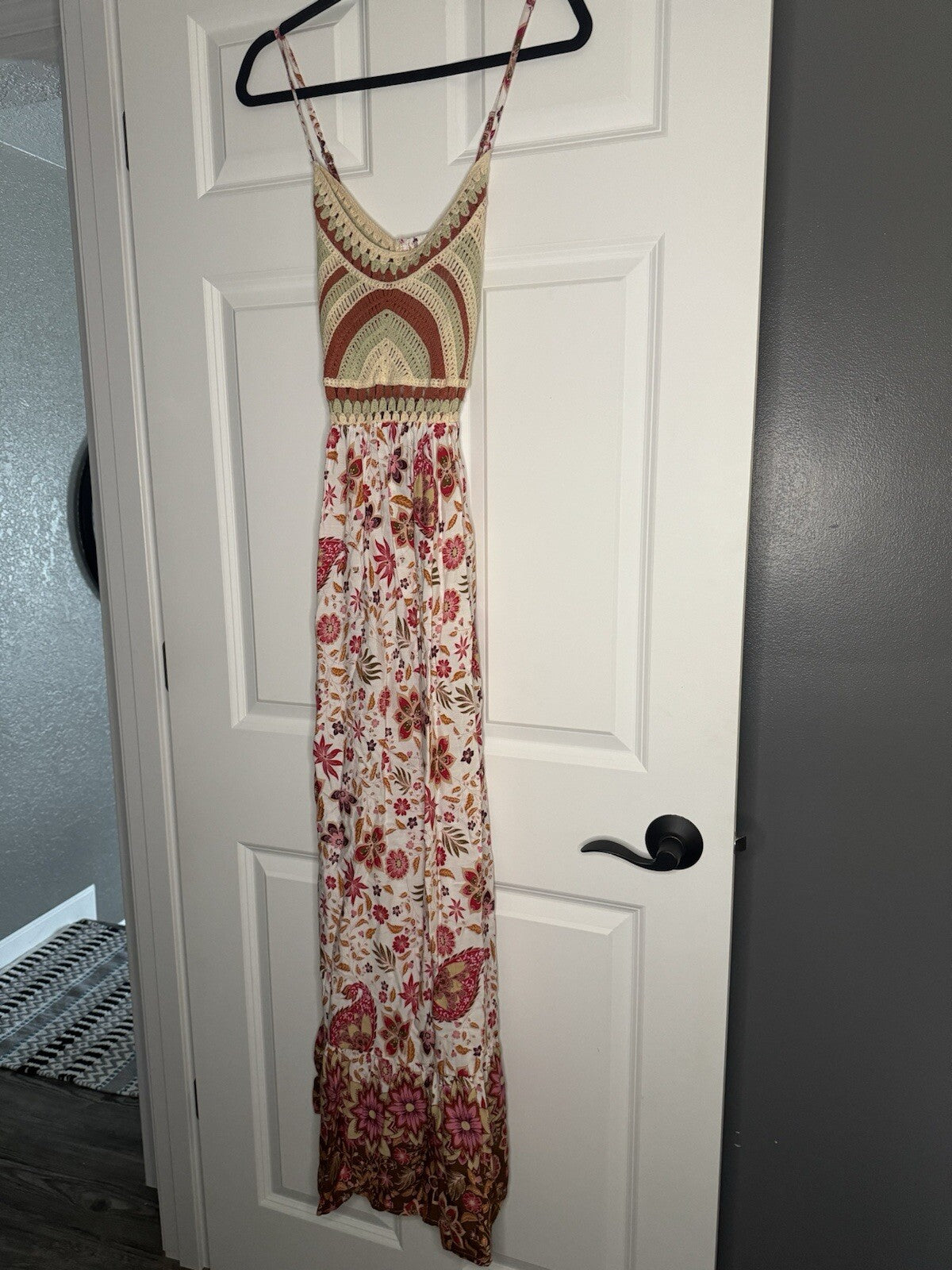 Rusttydustty Dress Sleeveless Crochet Top Floral Bottom Small 