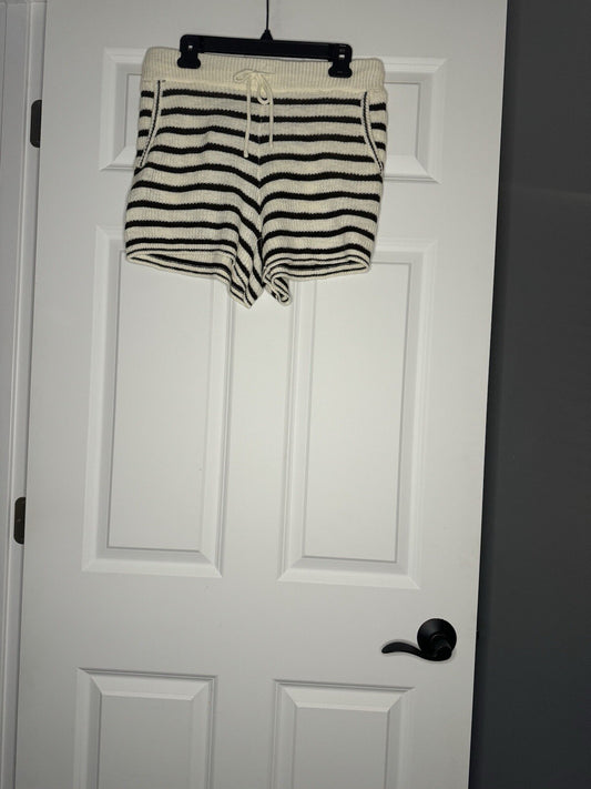 Thread And Supply Knit Shorts Cream And Blue Stripe Large Nwt 48