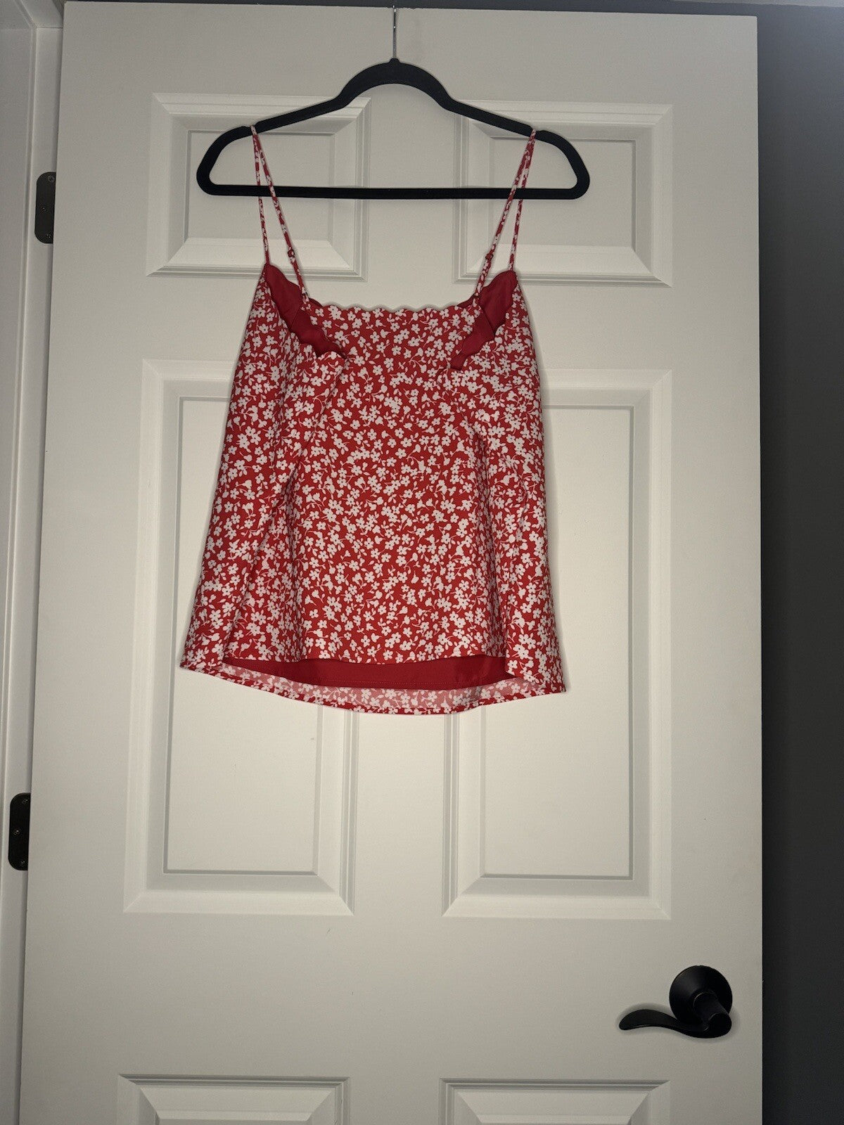 J Crew Sleeveless Blouse Size 14 Spaghetti Strap Red W White Floral Nwt 