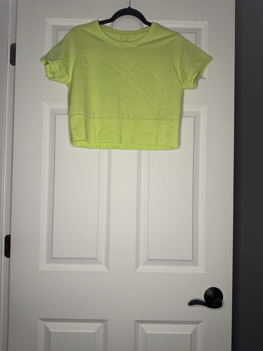 Aerie Offline Seamless Cropped Short Sleeve Top Xl Neon Green