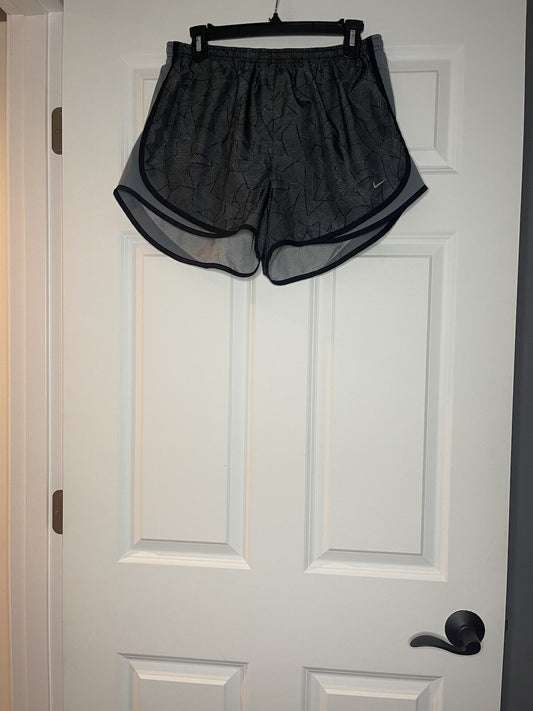 Nike dri fit shorts with liner black and gray print