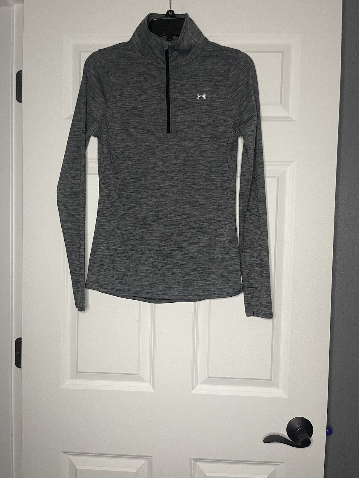 Under armour heat gear loose fit small half zip gray black heathered
