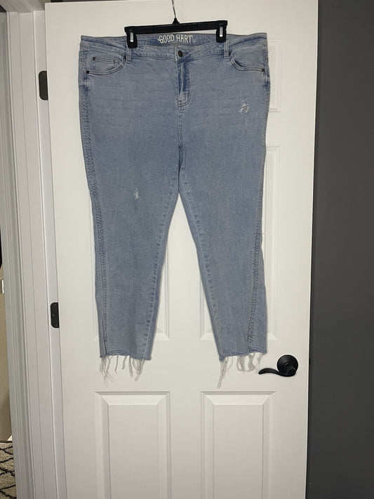 Good Hart High rise Stovepipe Jeans Size 20 Light Wash Distressed 