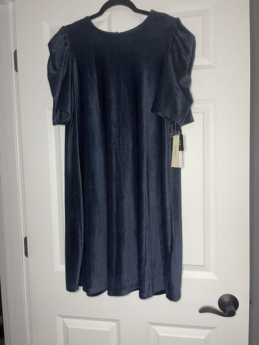 52 Seven Short Sleeve Dress Ribbed Blue Xl Nwt Msrp 74.00 