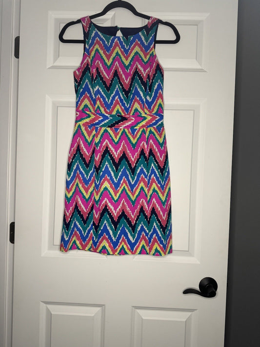 Lily Pulitzer Sleeveless Dress Size 0 Blue Green Pink Yellow Cream Pink Print 