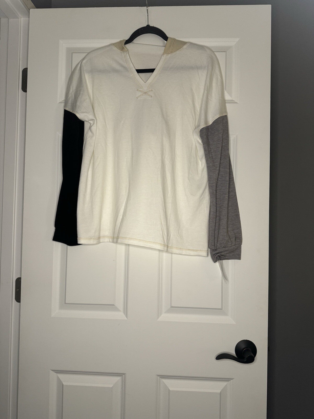 Unbranded Long Sleeve Hooded Top Xl Cream White Black Gray Nwt 34
