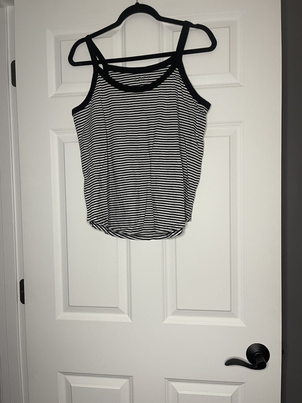 Loft Vintage Soft Sleeveless Blouse Large Black White Stripe Nwt 