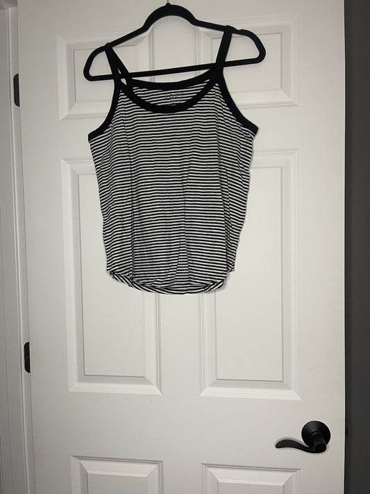 Loft Vintage Soft Sleeveless Blouse Large Black White Stripe Nwt 