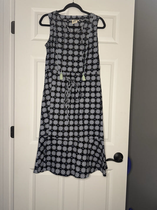 Mata Traders Sleeveless Dress Small Blue Black Geeen Print 