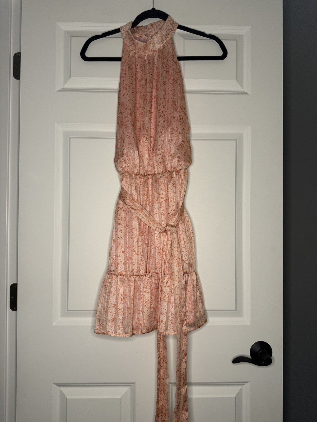 Lush Sleeveless Dress Large Pink Gold Print Nwt 