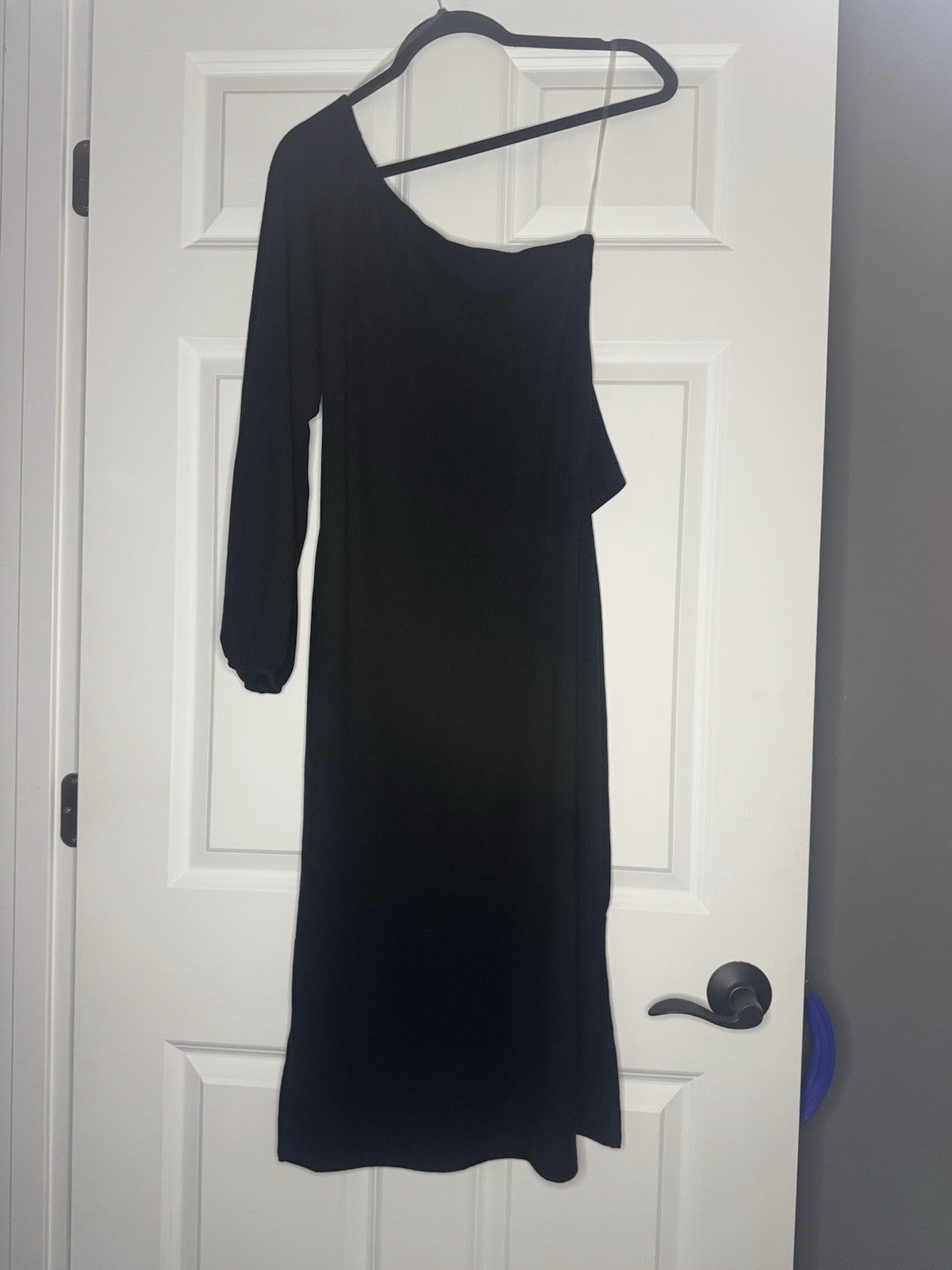 Magnolia One Shoulder Dress Ribbed Black Small