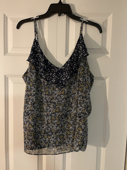 Banana Republic sleeveless blouse large blue and green floral nwt 