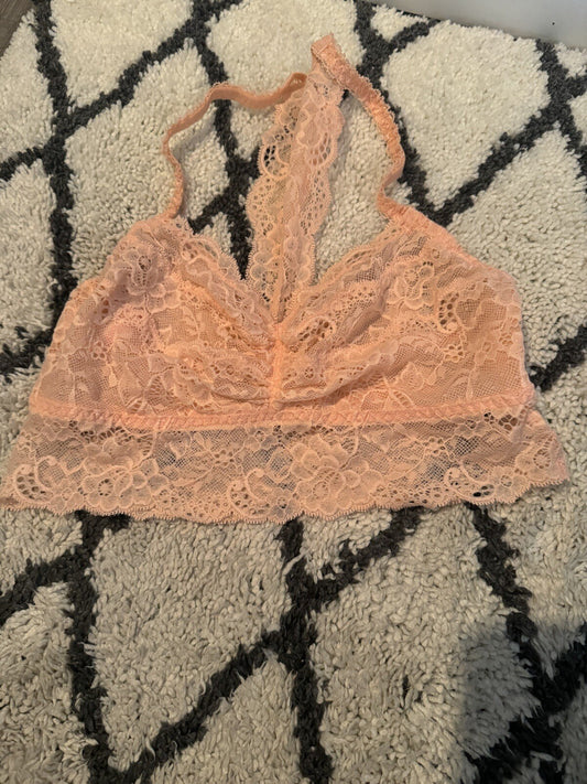 Pink By Victorias Secret Lace Bralette Medium Peach 