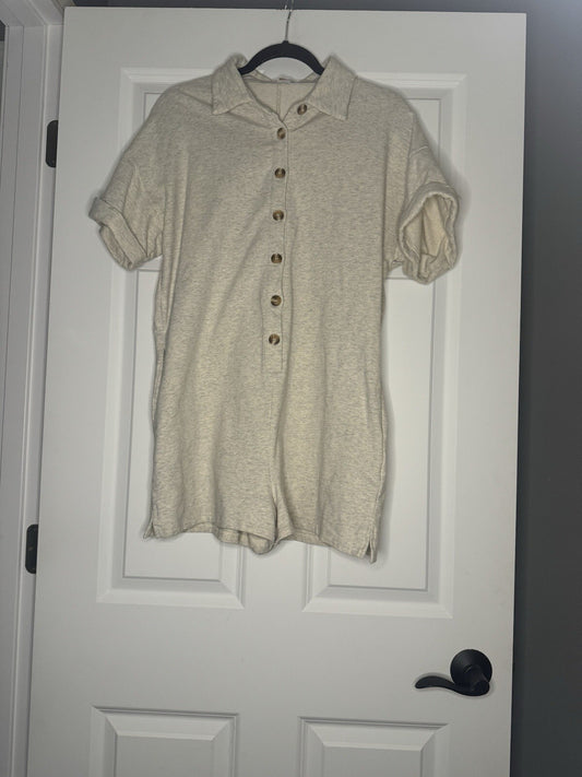 Bailey Rose M Shorts Romper Cream Gray Heathered