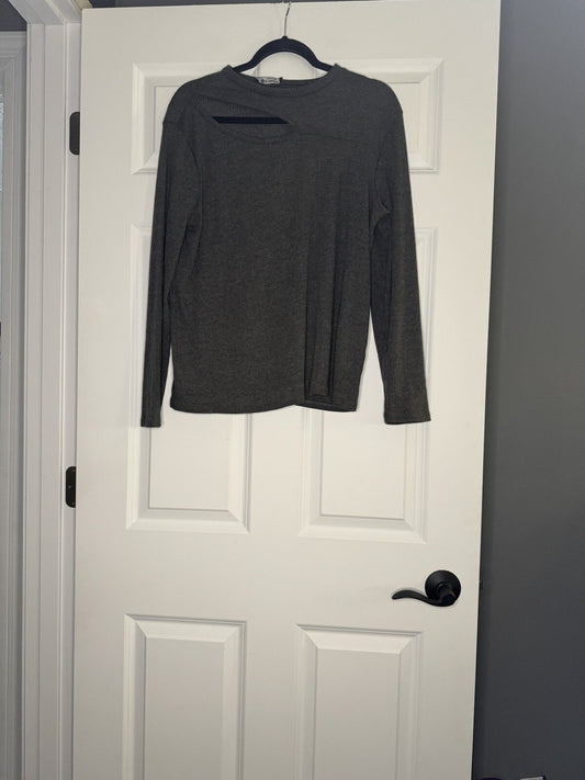 Bombom Charcoal Ribbed Top Xl Nwt