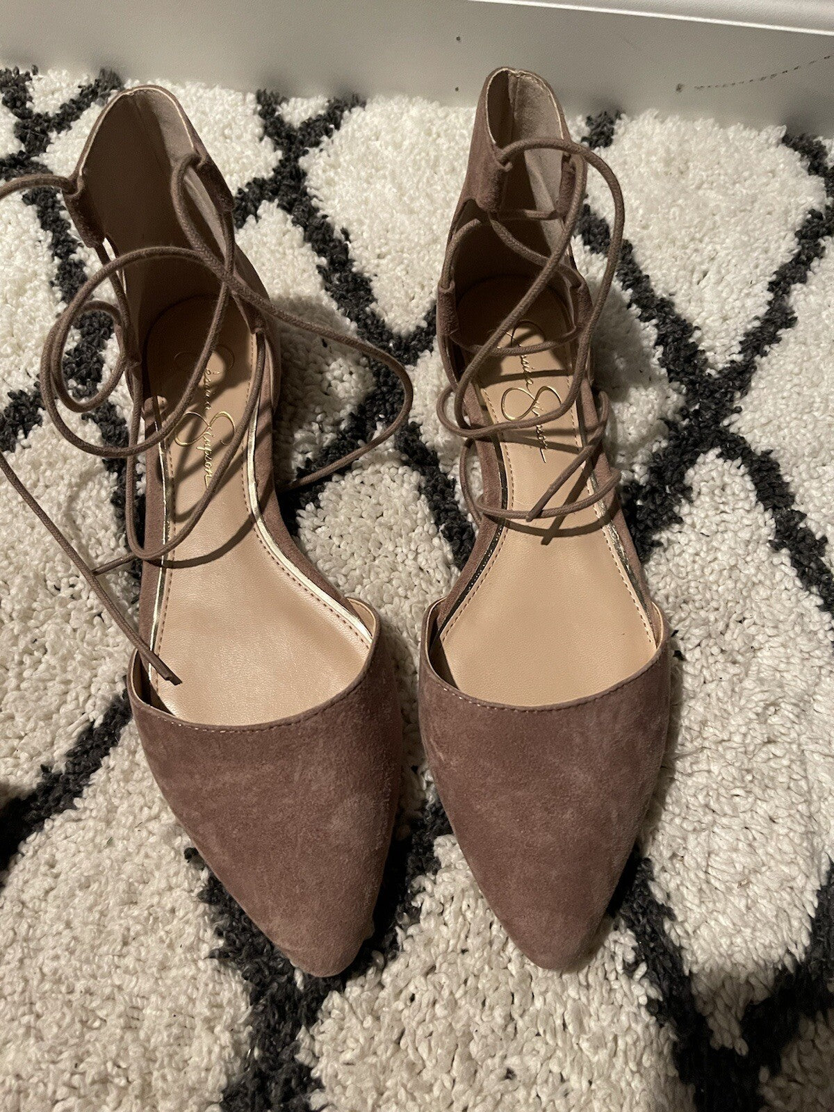 Jessica Simpson taupe strappy flats 8.5 new in box
