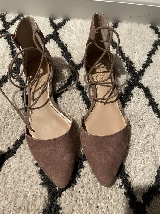 Jessica Simpson taupe strappy flats 8.5 new in box