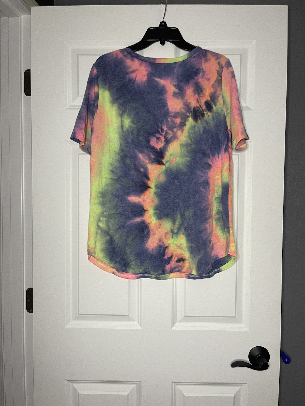 Bibi short sleeve blouse large multicolor tie dye NWT 