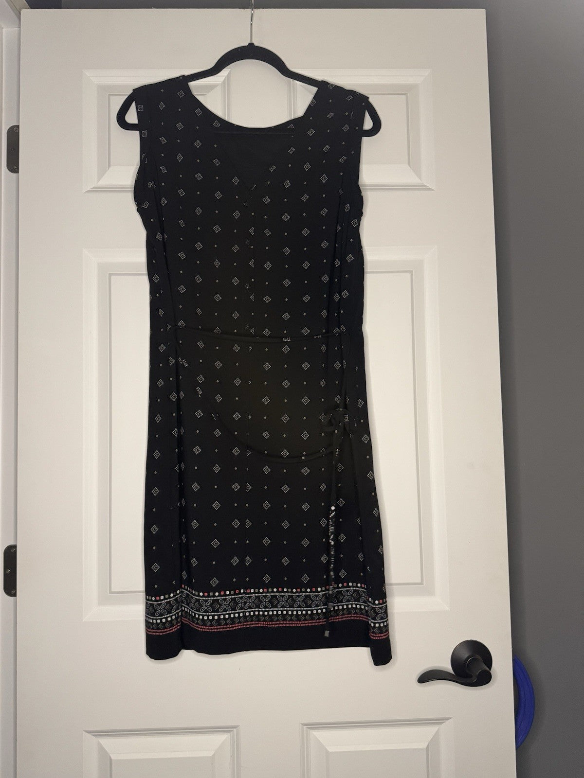 Banana Republic Sleeveless Dress Size 8 Black Gray Coral White Print W Belt Nwt 