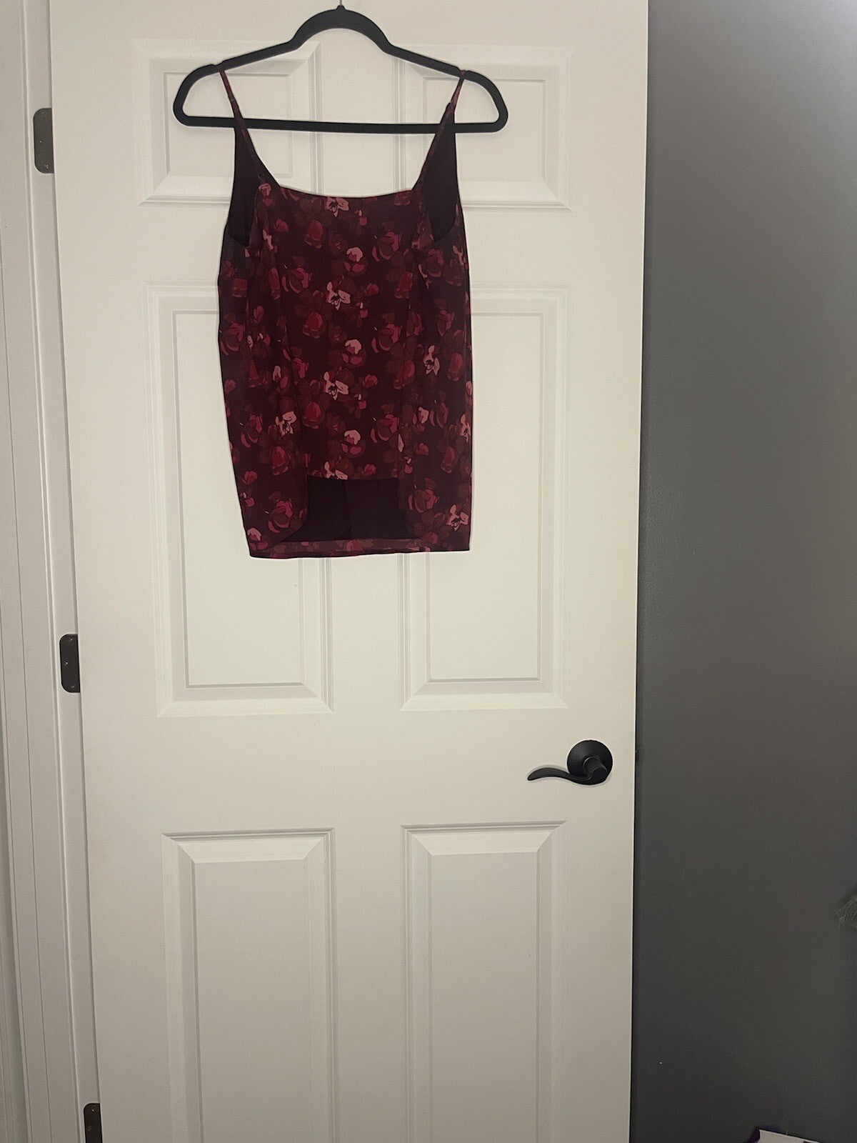 Banana Republic Sleeveless Blouse Large Maroon Blue Plum Pink Floral Print 