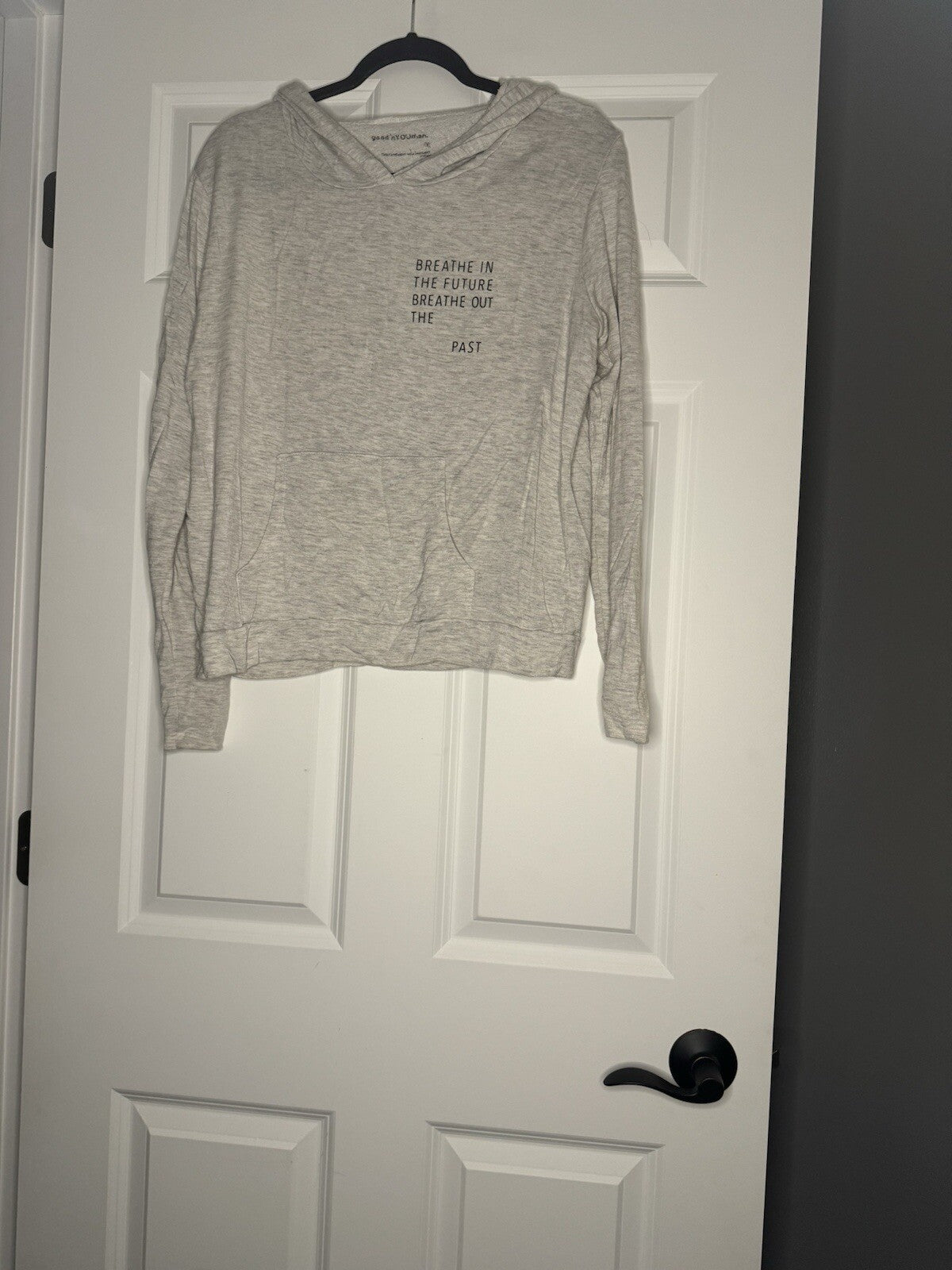 Good Hyouman Hooded Sweatshirt Small Light Gray Heathered Breathe In Future Out 