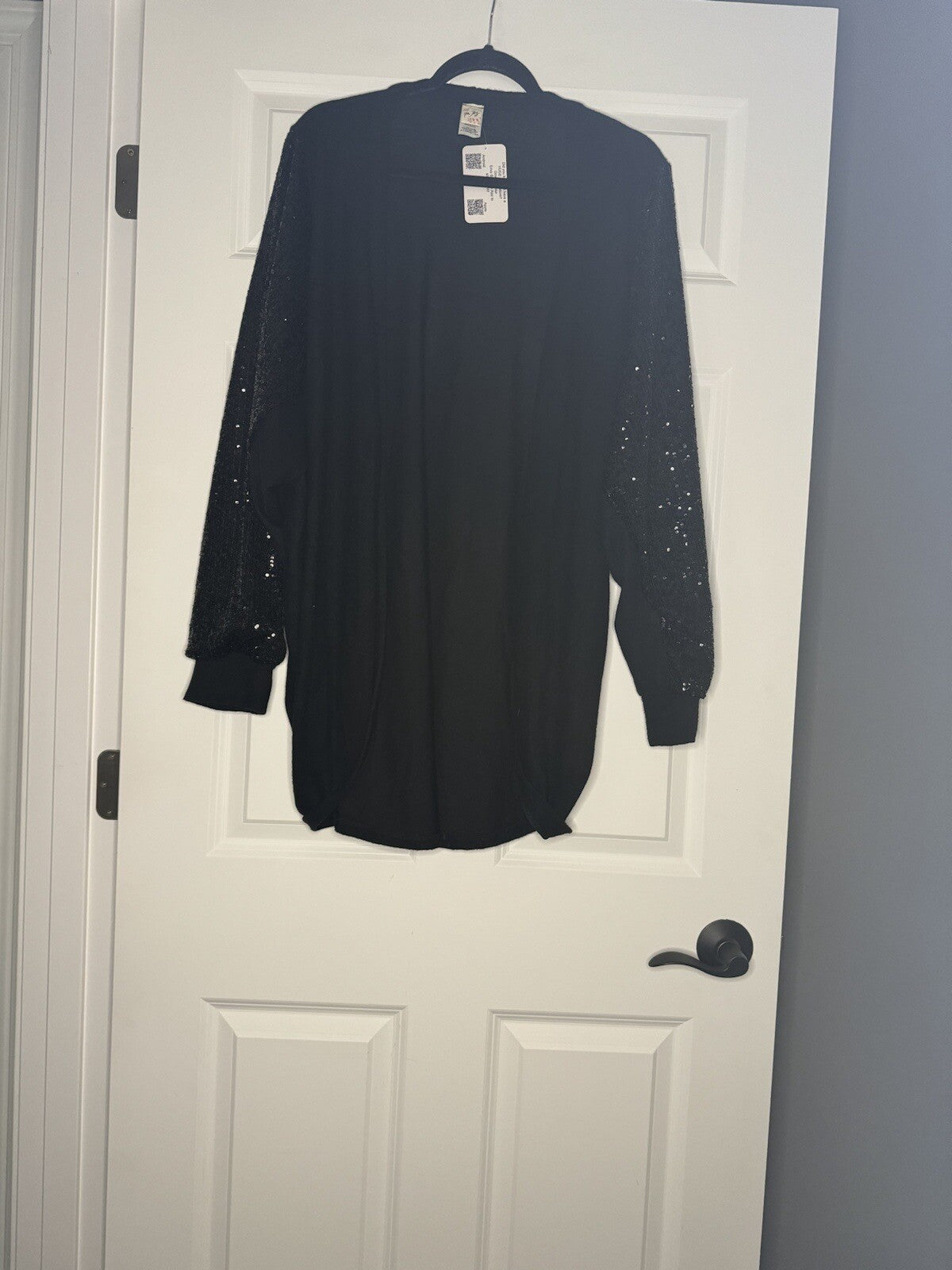 7th Ray Cardigan Black Sequins Sleeves Xl Nwt 