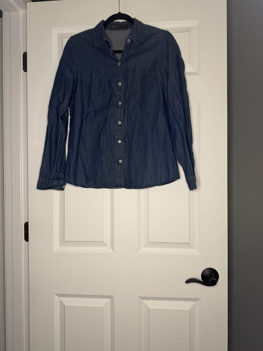 Cutter And Buck Button Up Jean Top Medium Blue 
