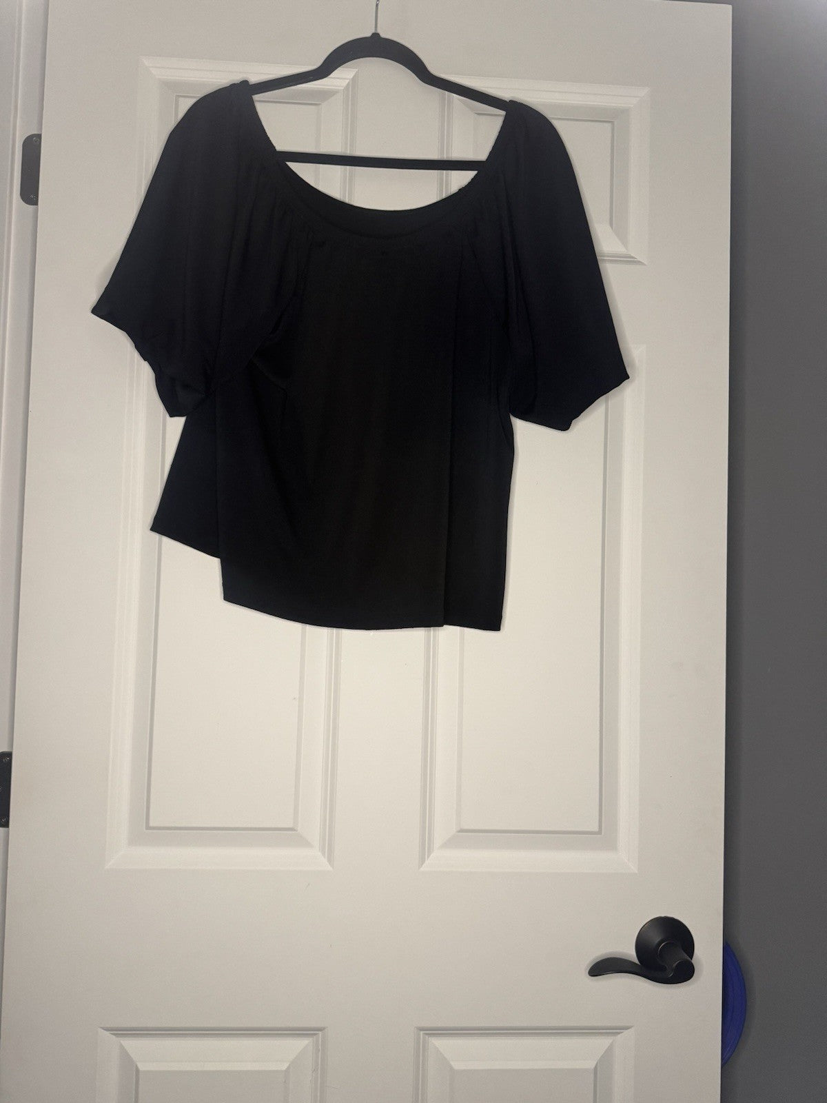Banana Republic Off The Shoulder Short Sleeve Poofy Sleeve Top Black Large