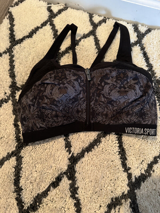 Victorias Secret Knockout Bra Front Zip 32ddd Black Brown Gray Print 