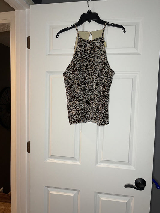 Anthropologie Sunday in Brooklyn sleeveless blouse medium brown animal print NWT