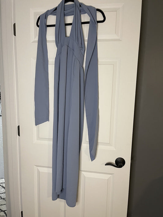 Boho Factory Halter Dress W Wrap Blue Small Nwt 