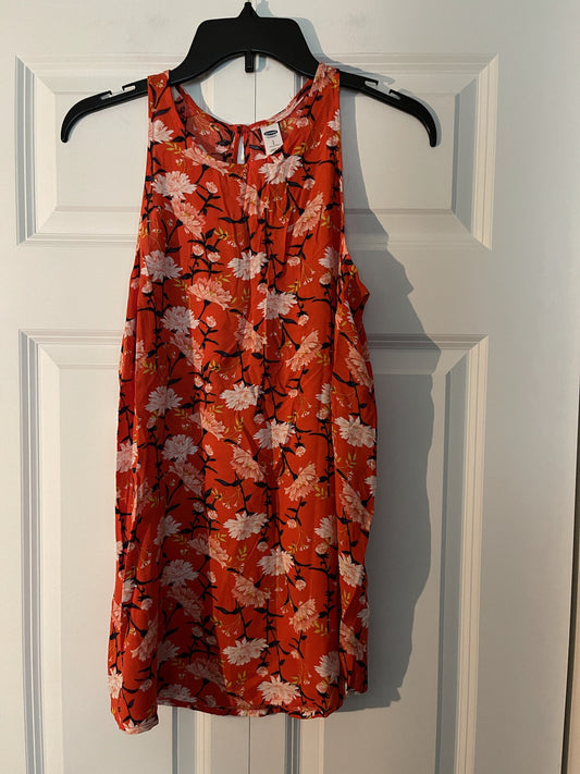 Old Navy small tall sleeveless blouse Red multicolor floral nwt