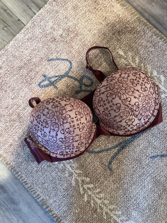 Victorias secret pushup bra plum floral and lace 36c nwot
