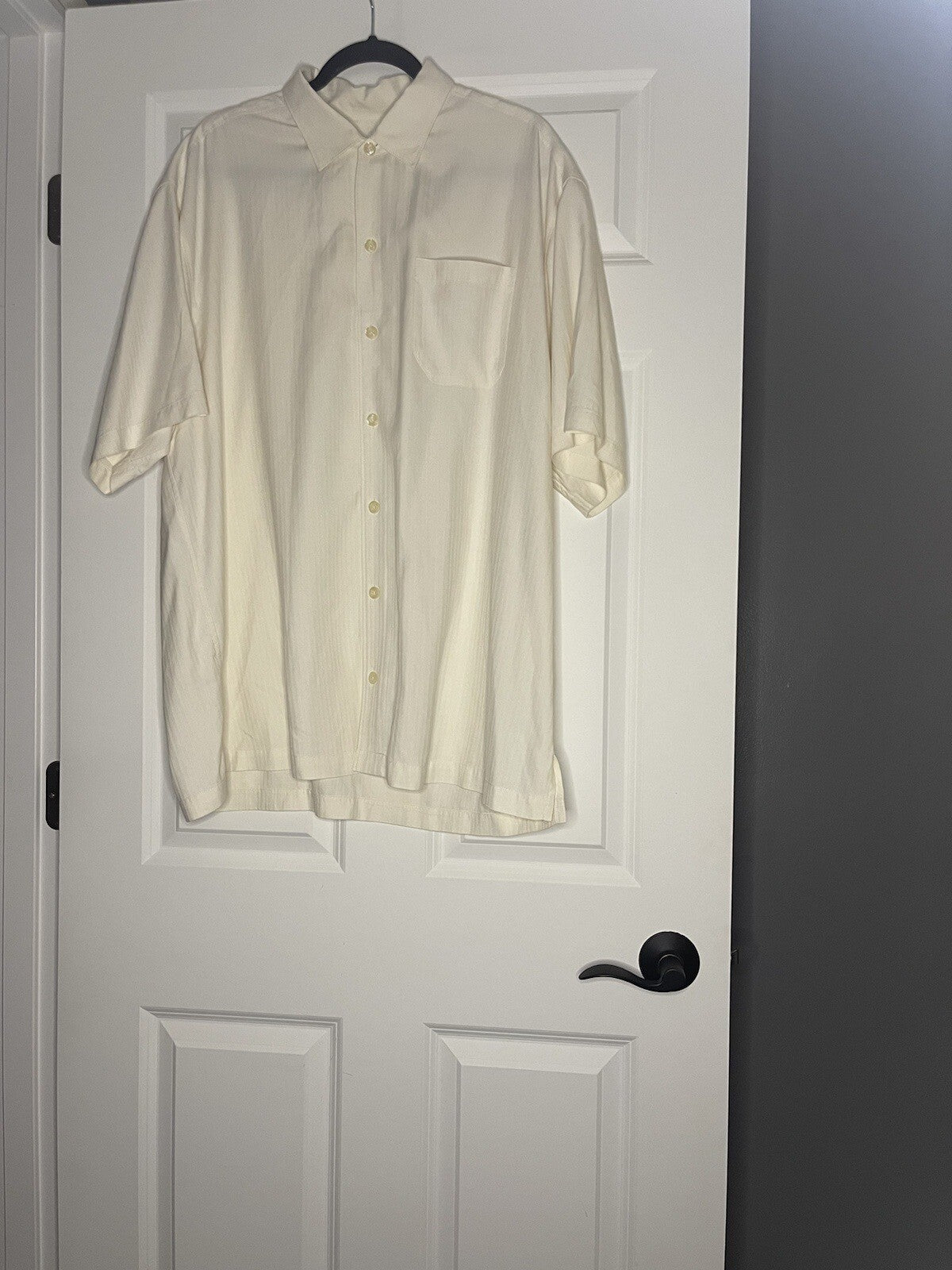 Tommy Bahama Island Twill Stripe Button Up Short Sleeve Cream Xl Nwt Msrp 98