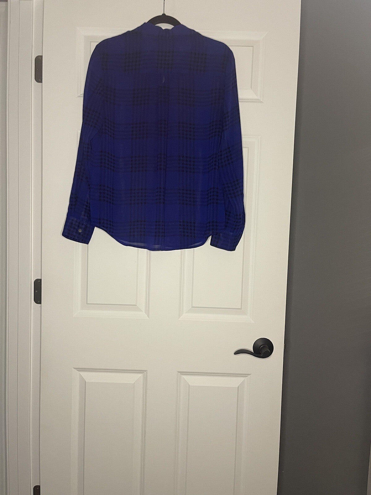 Vince Camuto Button Up Blouse Medium Blue Black Striped