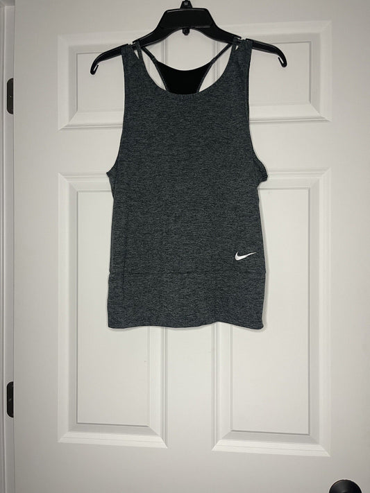 Nike dri fit tank medium heathered gray and black