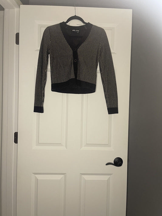 Dkny Jeans Cardigan Small Gray Charcoal Stripe Nwt 