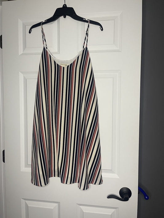 Twenty second sleeveless dress large navy black pink ivory striped 